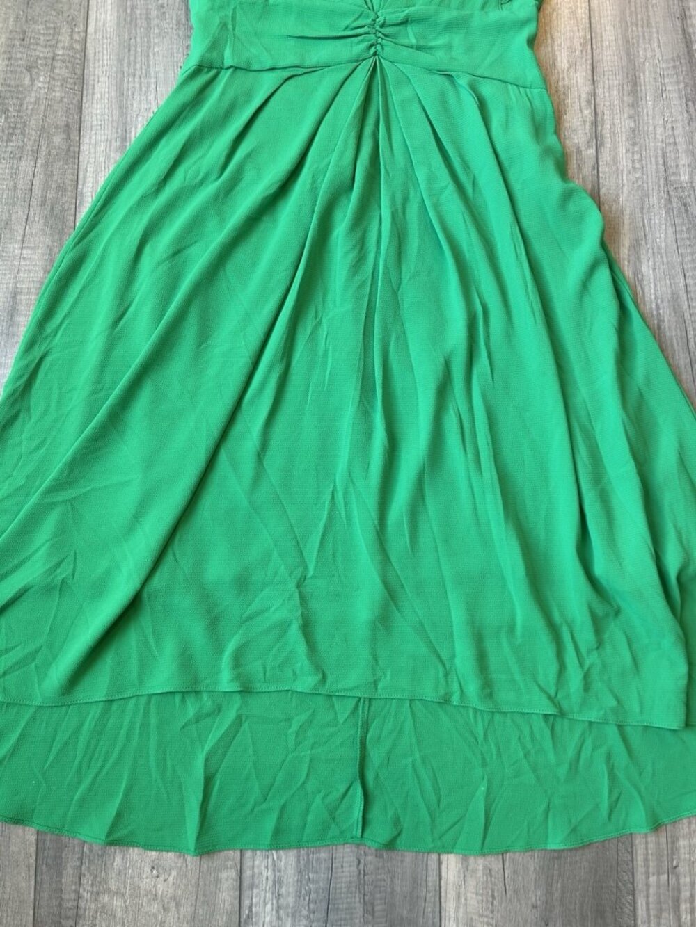 Maggy London Dress Sz 10 Green Chantilly Hi Lo Midi Spring Wedding Guest Ruffle - Picture 7 of 15